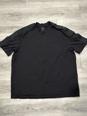 Armani Exchange Black Crewneck T-Shirt with Shoulder Logo Tape